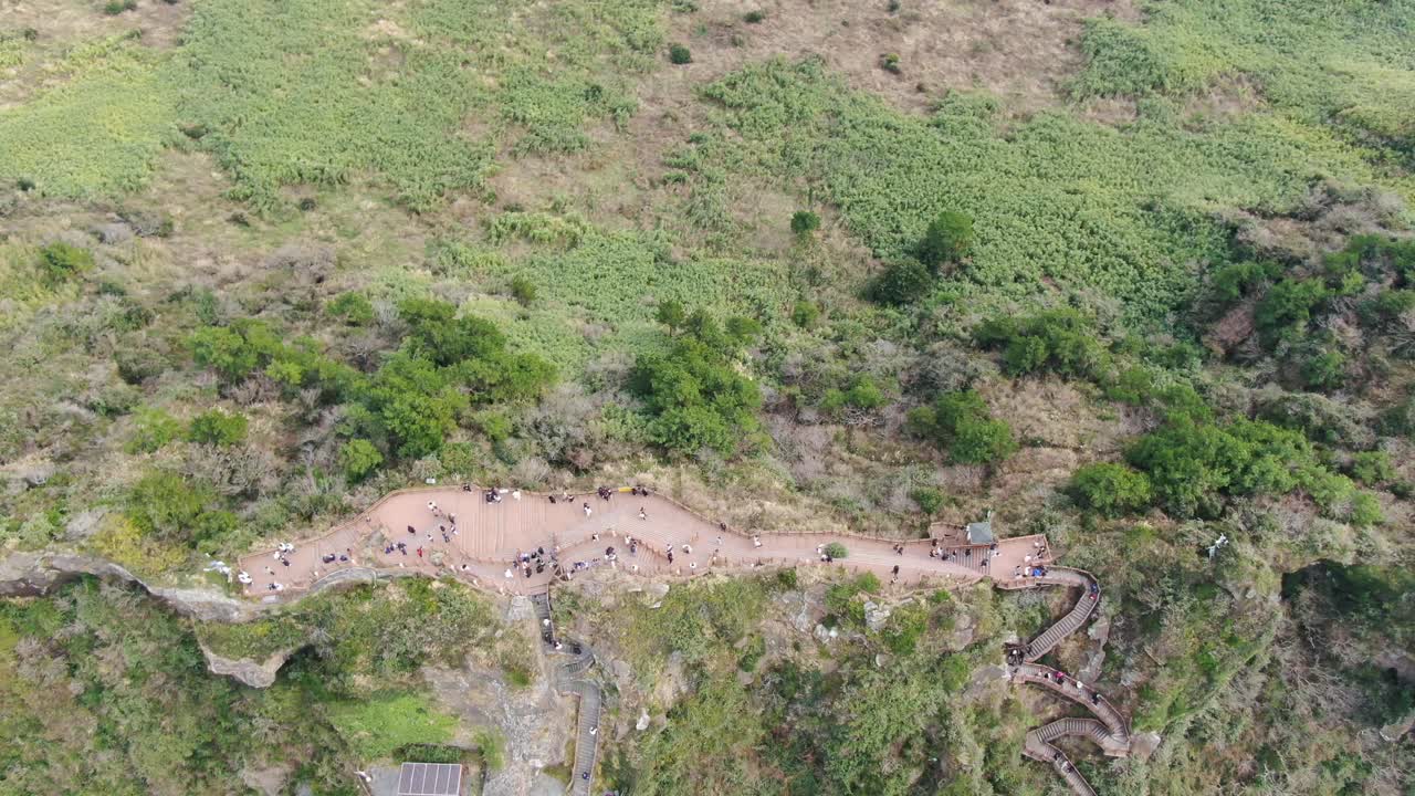 4k에서 정방폭포 제주도 한국 드론 조감도