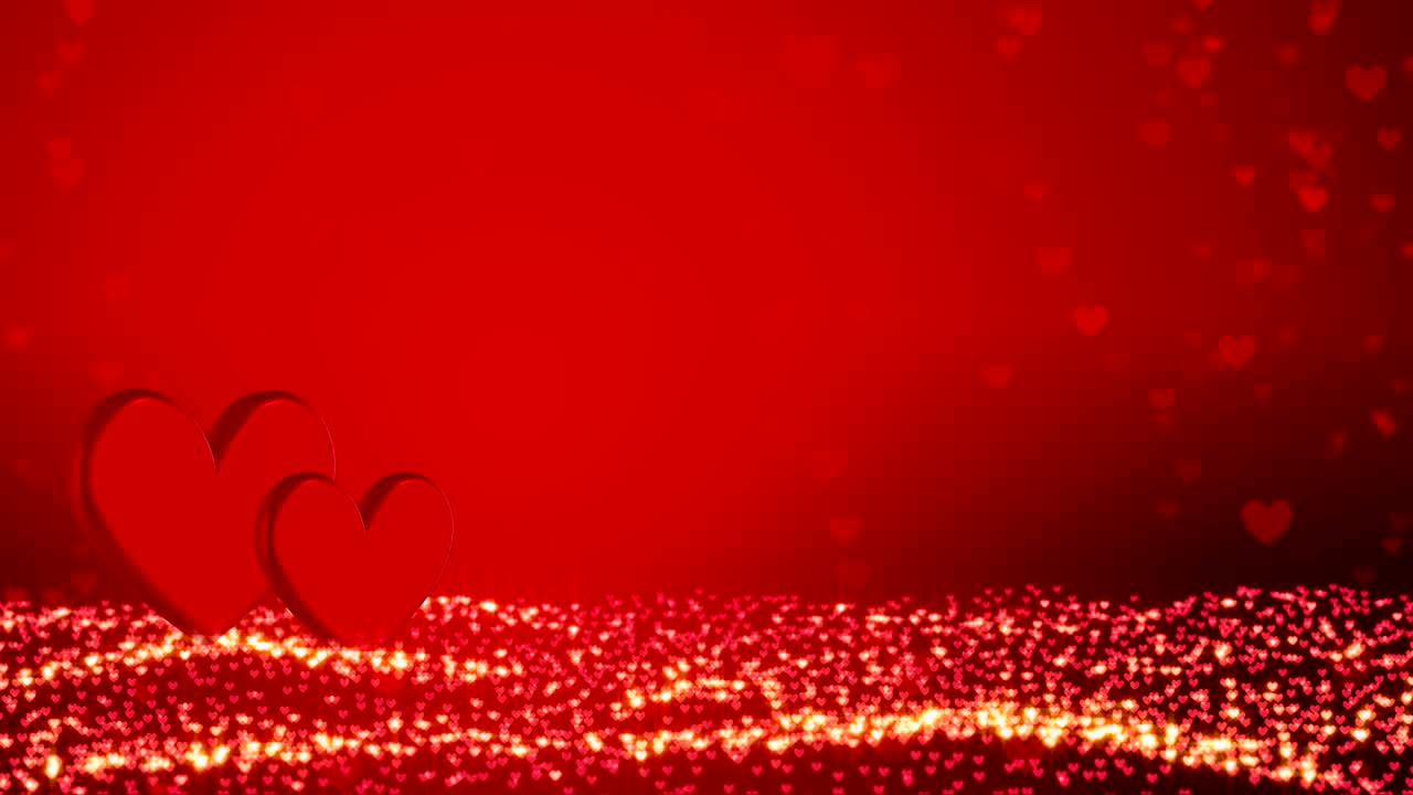 심장과 황금 콘페티와 함께 로맨틱한 배경 행복한 발렌타인 데이 또는 결혼식