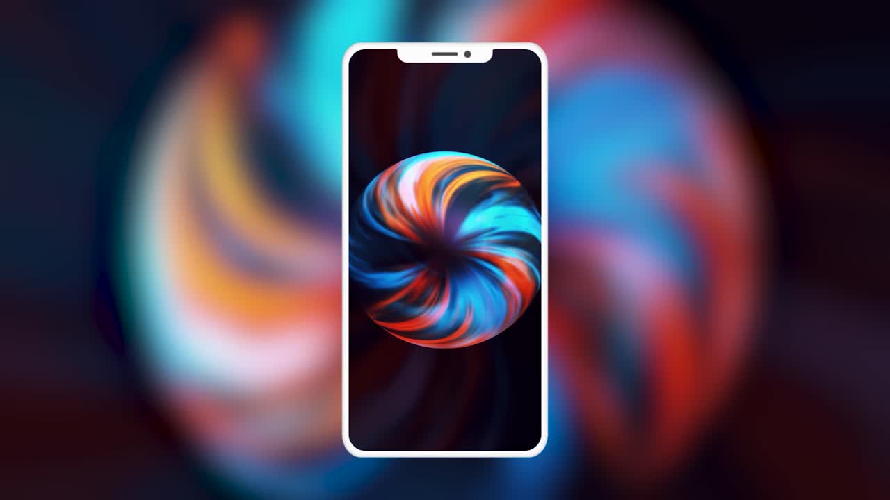 esfera abstracta colorida en la pantalla del teléfono inteligente