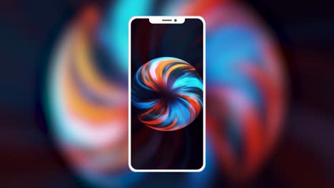 colorful abstract sphere on smartphone display