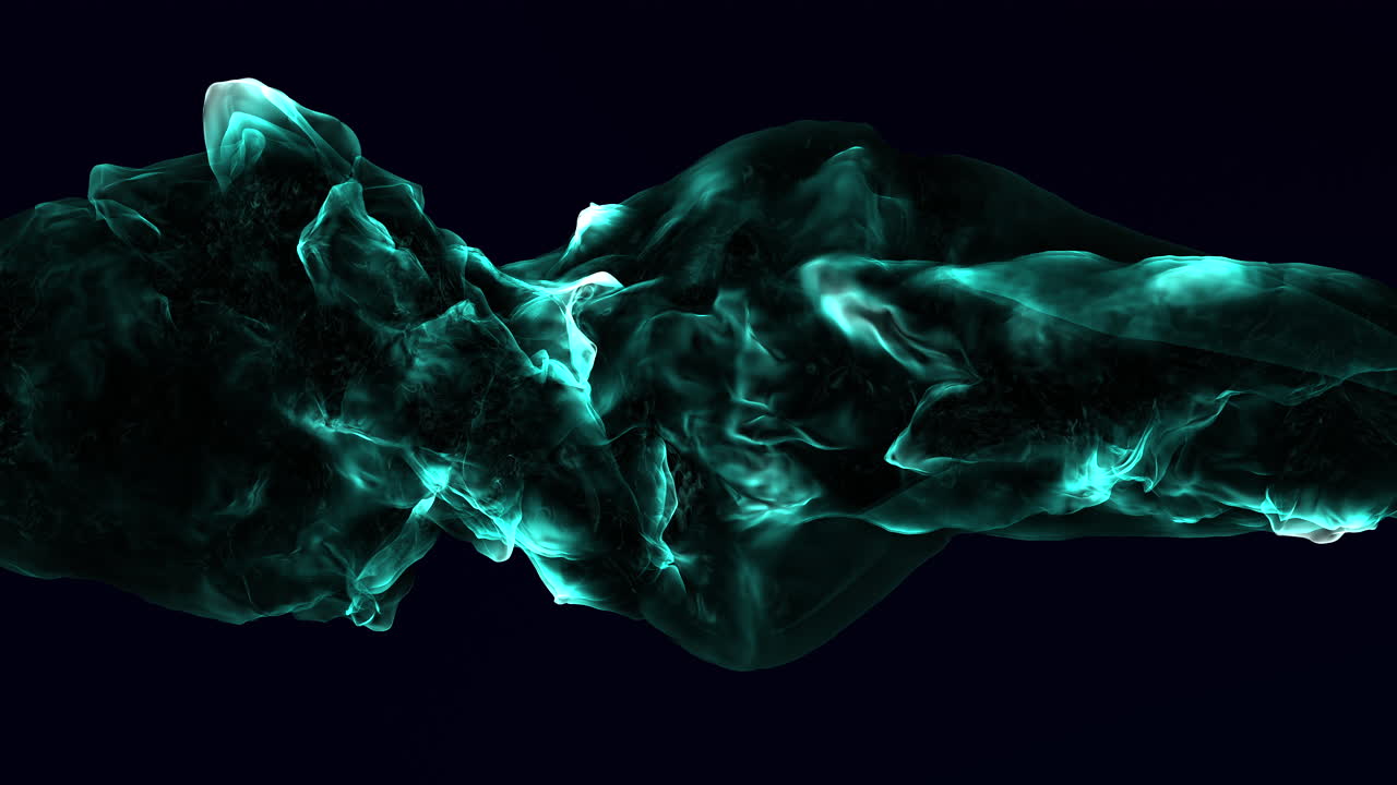 Nuvola di fumo vorticosa blu e bianca su sfondo scuro