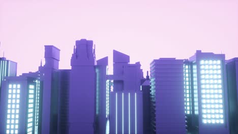 fondos de ciudades de neón futuristas. bucle sin costuras de paisaje urbano cyberpunk. bucle de ondas sintéticas vj animación 3d para video musical