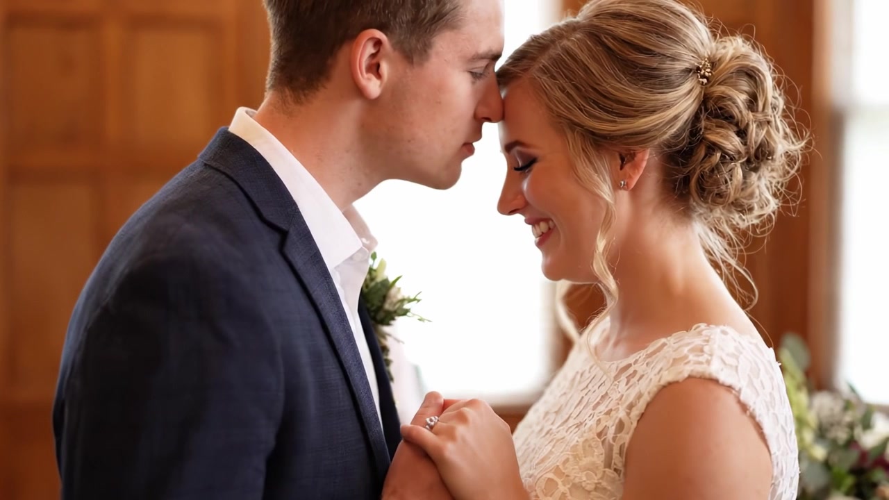 Un Tenero Momento d'Amore: Una Coppia Partecipa a una Cerimonia Sentita, Incarnando lo Spirito di Impegno e Connessione in un Ambiente Sereno e Intimo