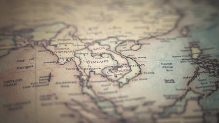 Thailand on a vintage world map