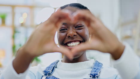 Face,-heart-and-hands-of-woman-in-home-for-care