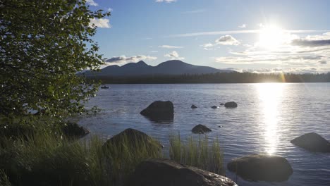 iconic mountain and lake landscape in norway, femunden