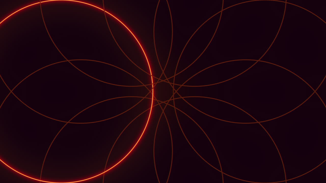 Glowing red circle in interconnected circular pattern