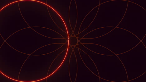 Glowing red circle in interconnected circular pattern