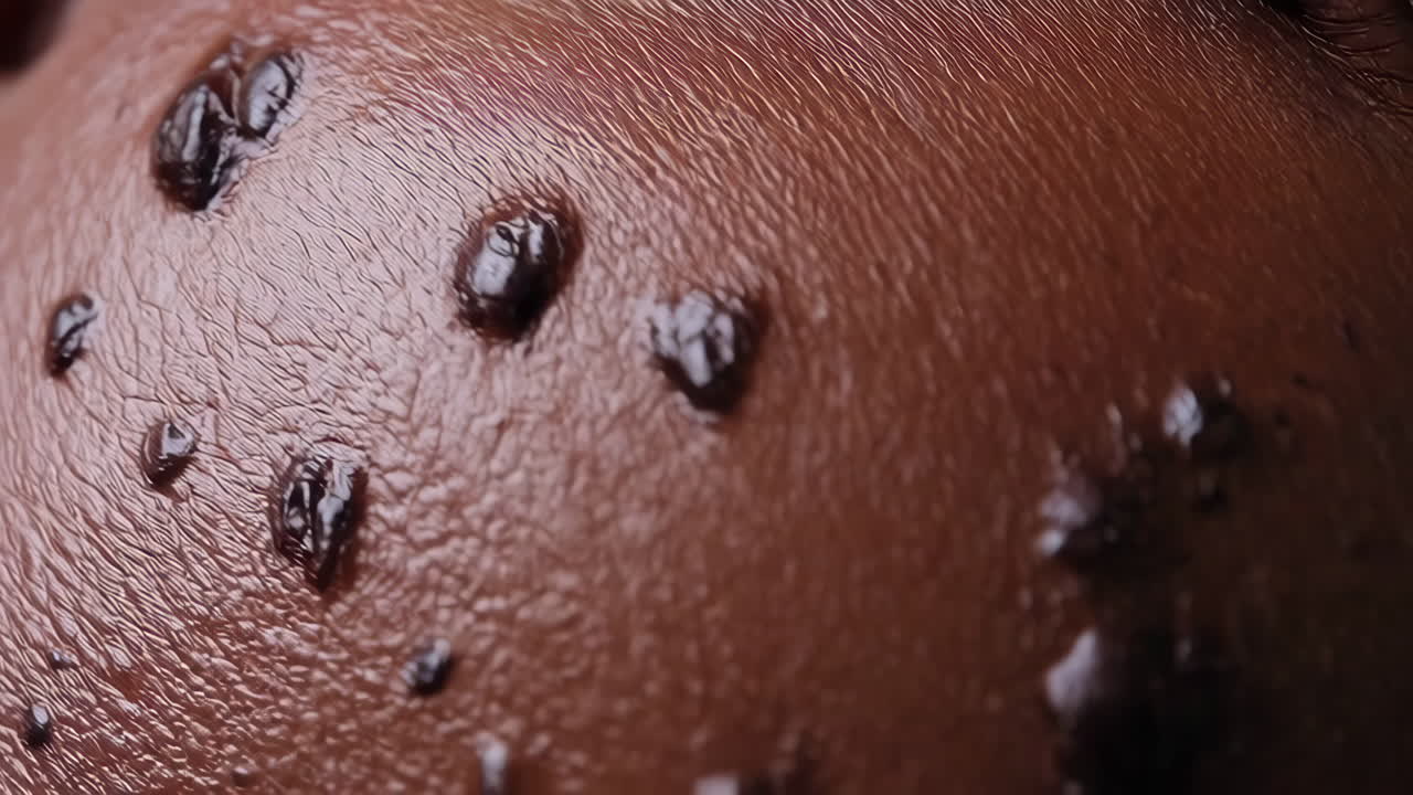 Close-up of Molten Dark Chocolate on a Textured Surface