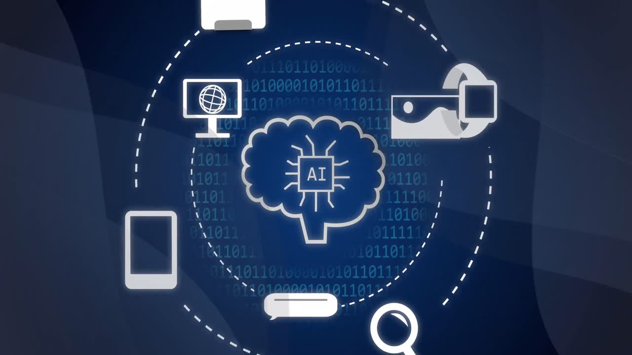 Premium stock video - Animation of ai data processing with icons and ...