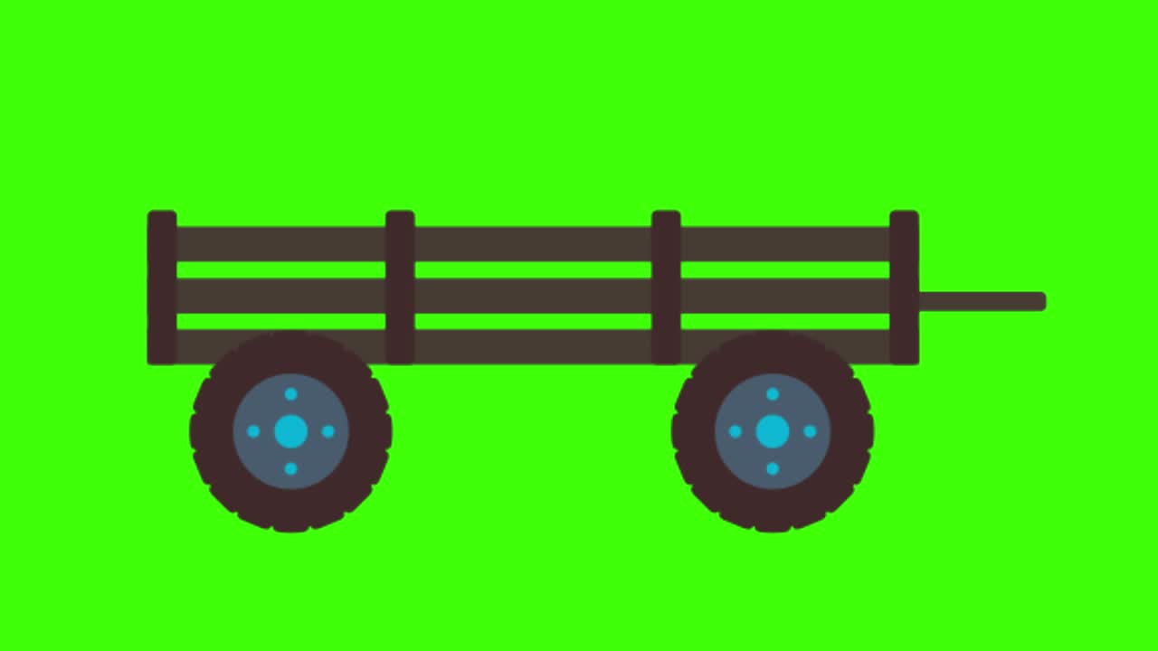 4k 녹색 화면에 고립 된 오래된 나무 시골 트레일러의 다채로운 간단한 애니메이션