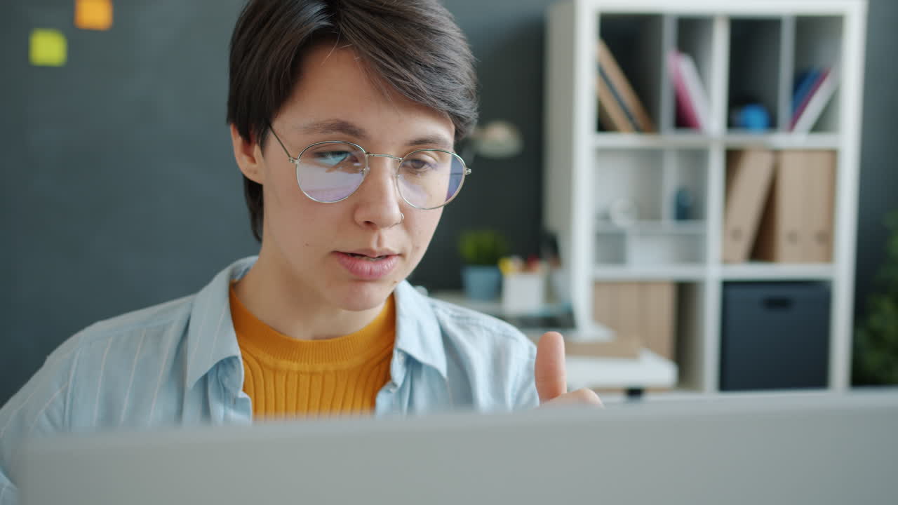 Woman having a video conference call
