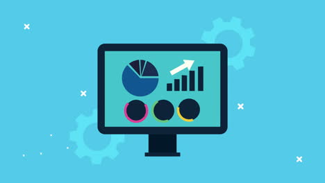 statistics infographic in desktop computer