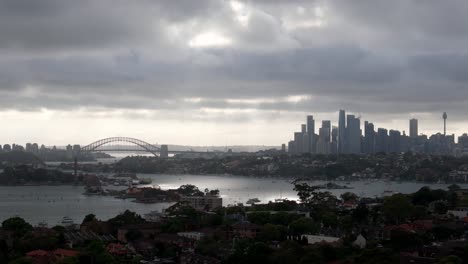 overcast skyline view: a majestic urban silhouette against a moody sky