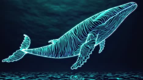 glowing whale in the deep sea