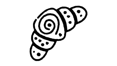 receta de croissant dibujado a mano con el icono de la línea de animación