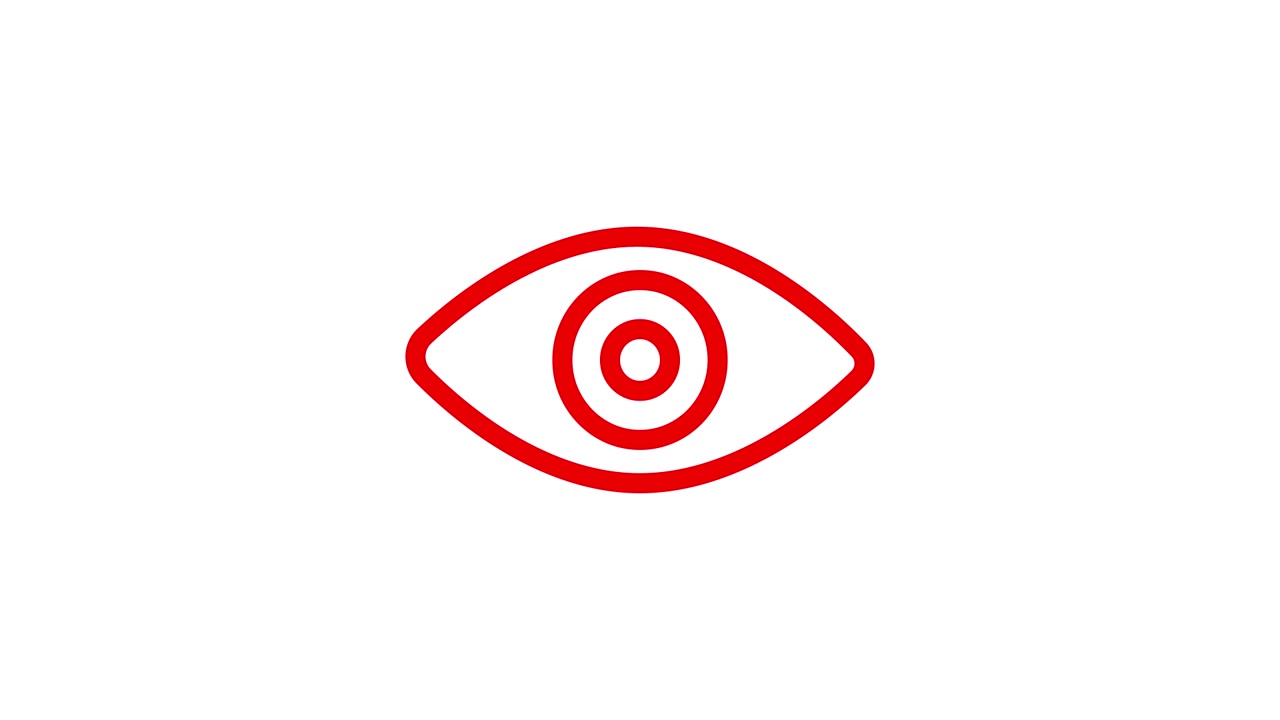 Animated Red Eye Icon Opening and Closing on White Background
