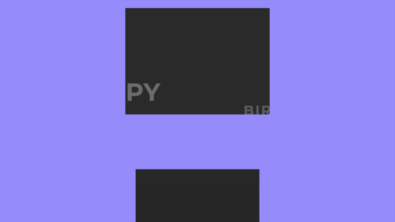 Purple birthday card with frame and Happy Birthday text