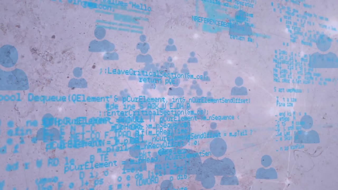 화이트 배경 위에 아이콘과 데이터 처리로 연결 네트워크의 애니메이션