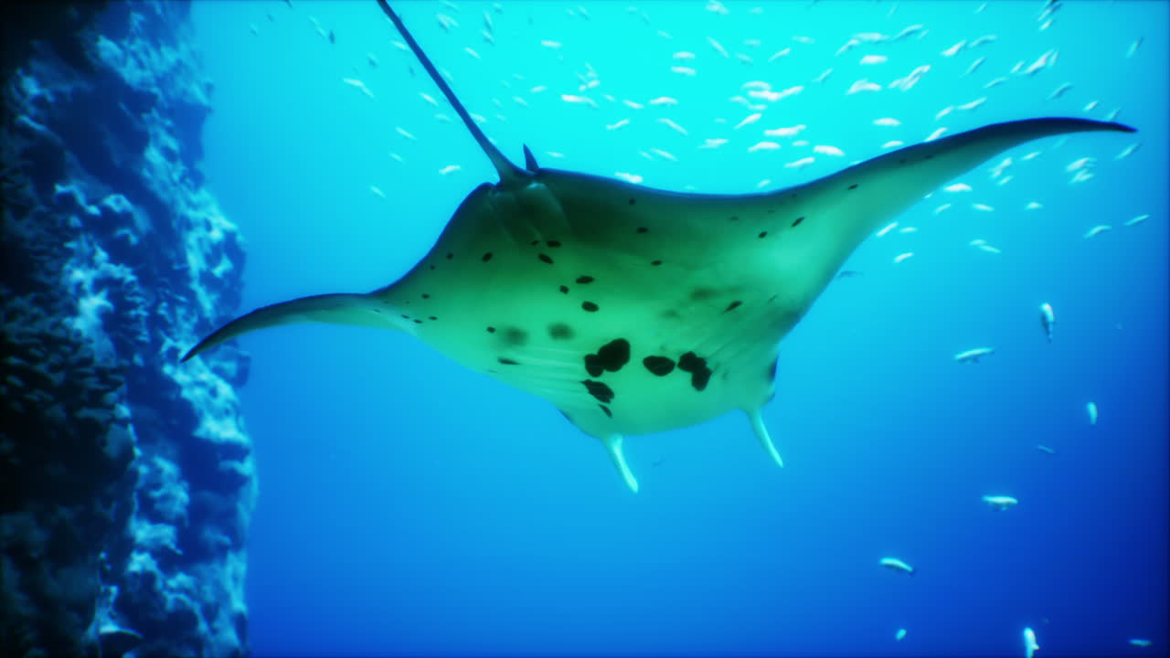una raya manta nadando en el océano