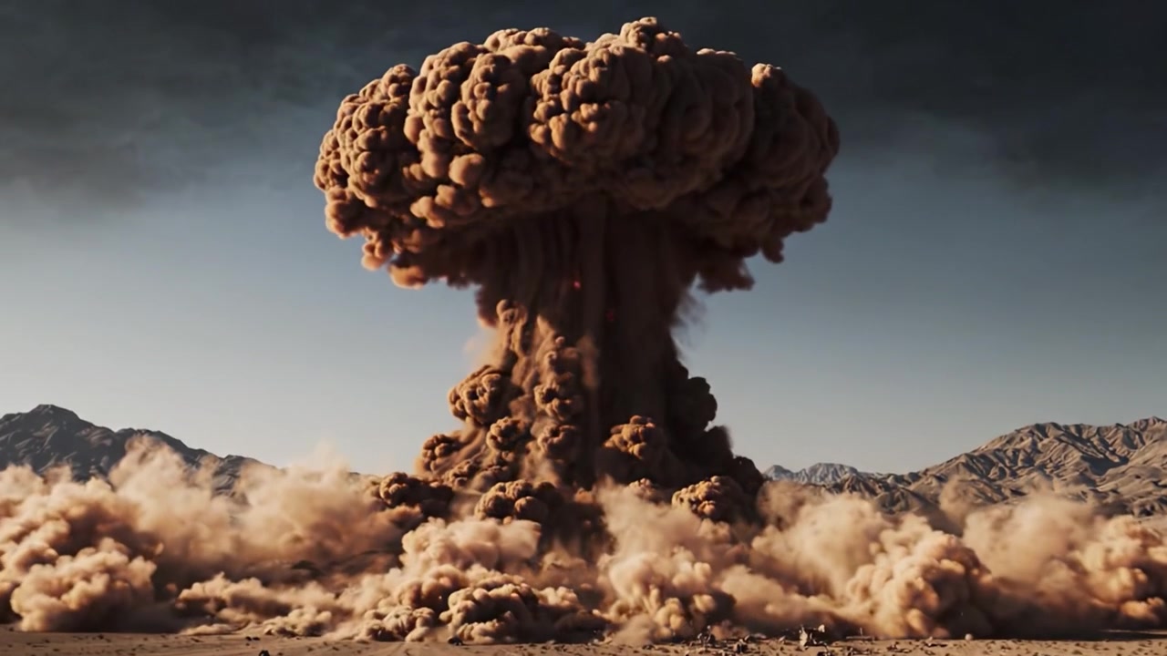 Eksplosiv transformasjon: En filmatisk reise fra innledende detonasjon til et atmosfærisk utbrudd fanget i betagende detalj.