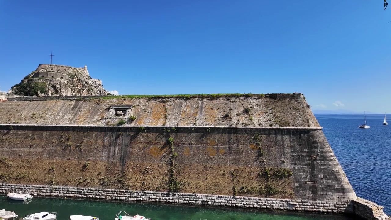 Vecchia Fortezza di Corfù, Grecia, castello di epoca veneziana e bizantina su una collina, isola greca