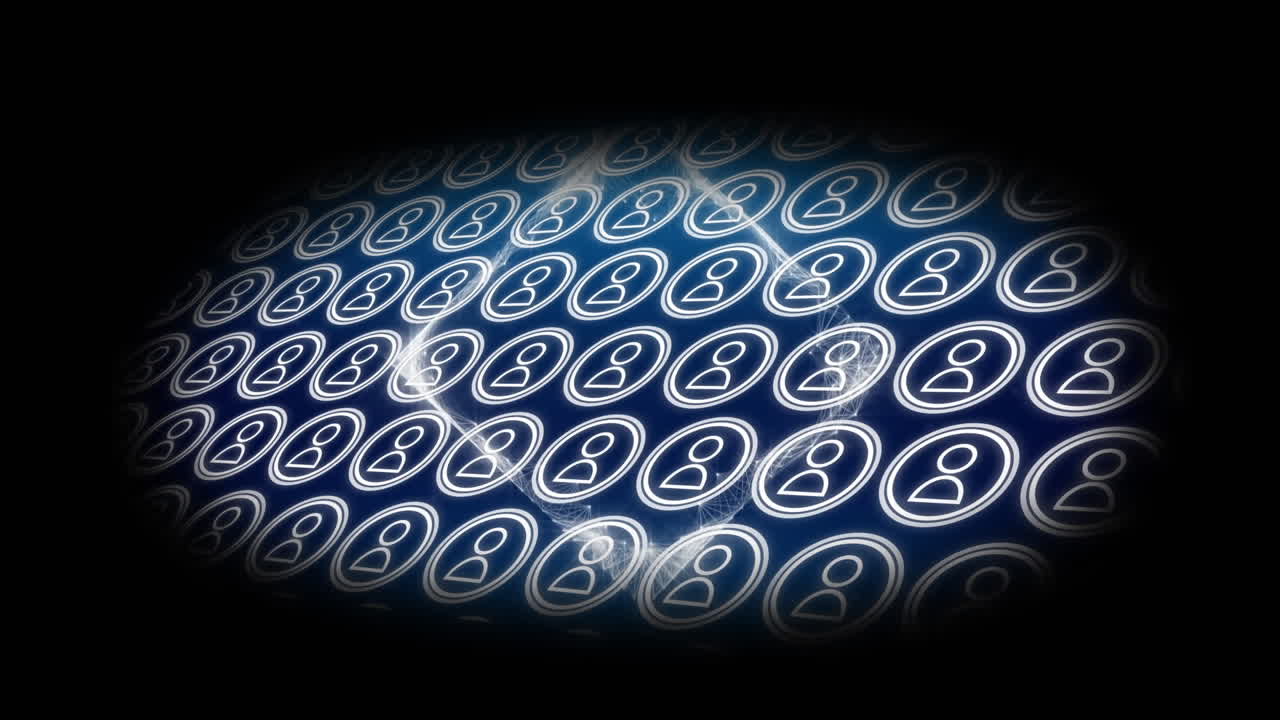 검은색 비네트와 함께 다이아몬드 위에 있는 사람들의 네트워크 아이콘의 애니메이션