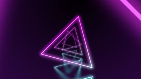 fondo abstracto con animación de vuelo en túnel futurista abstracto con luces de neón que forman formas geométricas creativas.