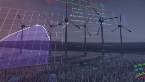 Stock-market-data-processing-against-windmills-on-grassland