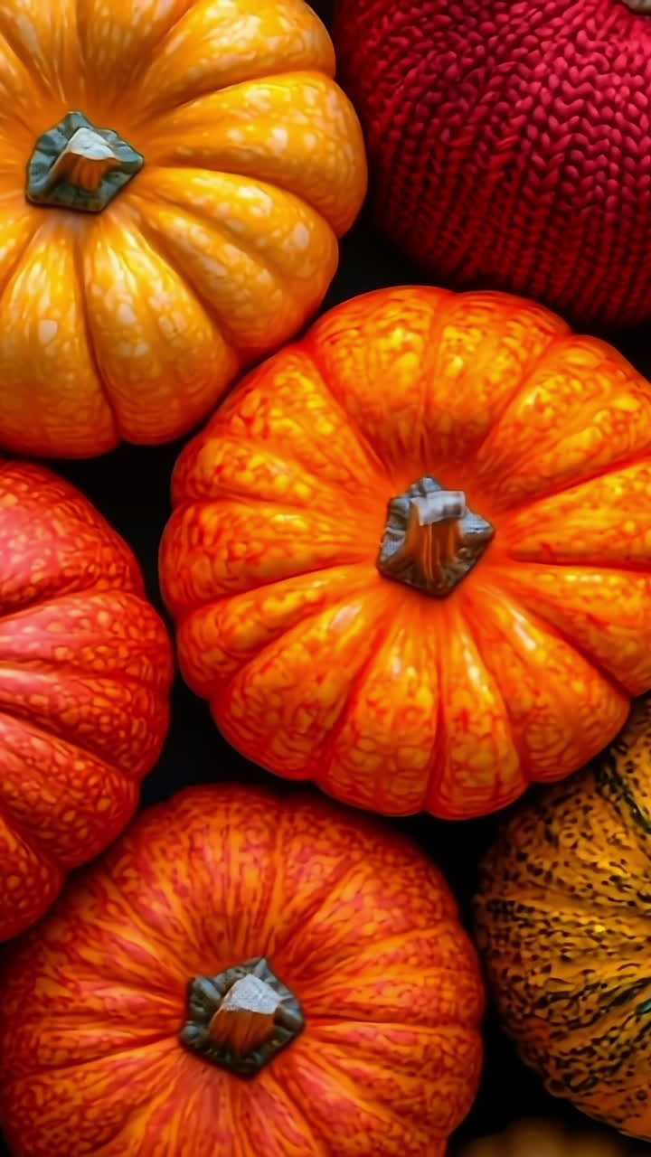 Colorful pumpkins for autumn. Various pumpkins in vibrant colors are neatly arranged, showcasing the beauty of autumn harvest at a market.