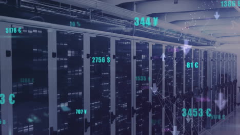 animation of numbers and data processing over computer servers