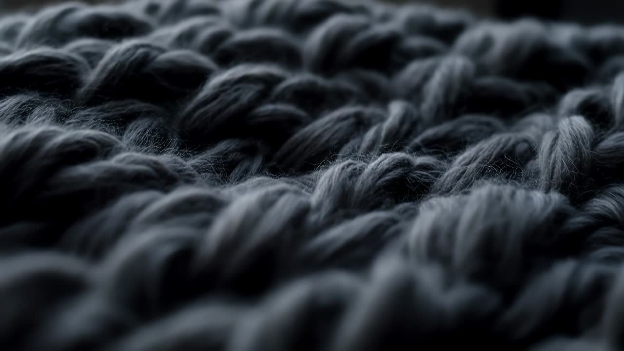 Spostamento della messa a fuoco della camera per rivelare file di punti a maglia grossa in una stanza, in modo da mostrare la texture sotto una luce soffusa