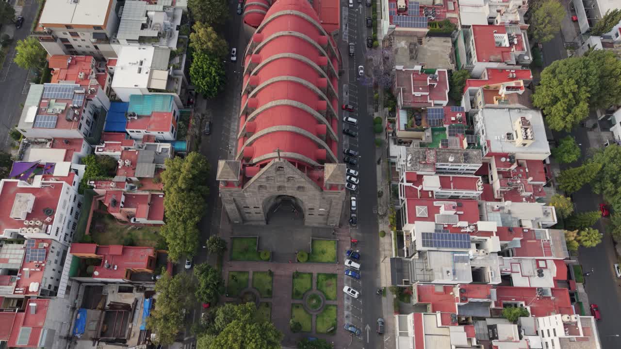 Aerial shot of a church in heart of the Polanco area