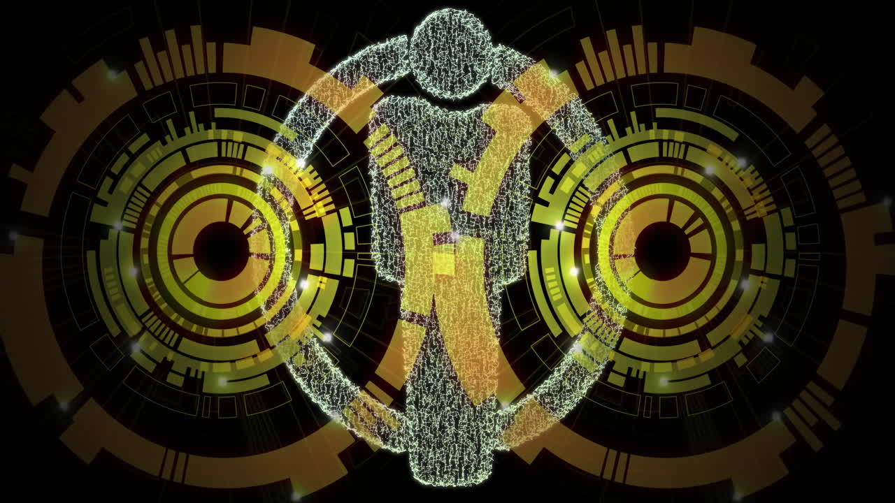 animación de icono de personas, procesamiento de datos digitales a través de escaneo de ámbitos