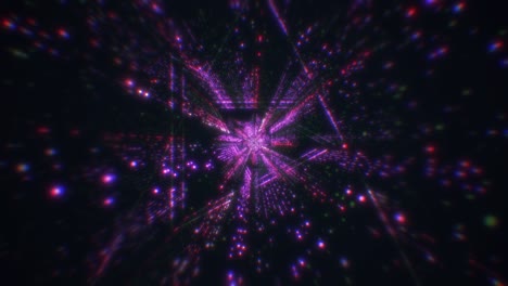 gran túnel de triángulo de datos digitales rayas de luz efecto fondo de animación. volando en el túnel de tecnología digital