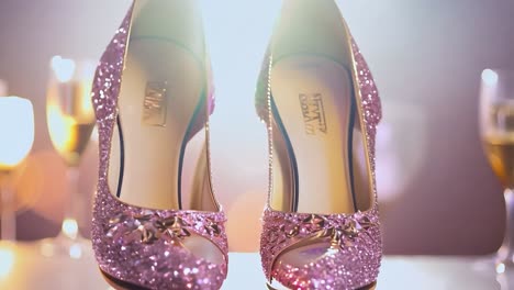 pink glitter heels with champagne glasses