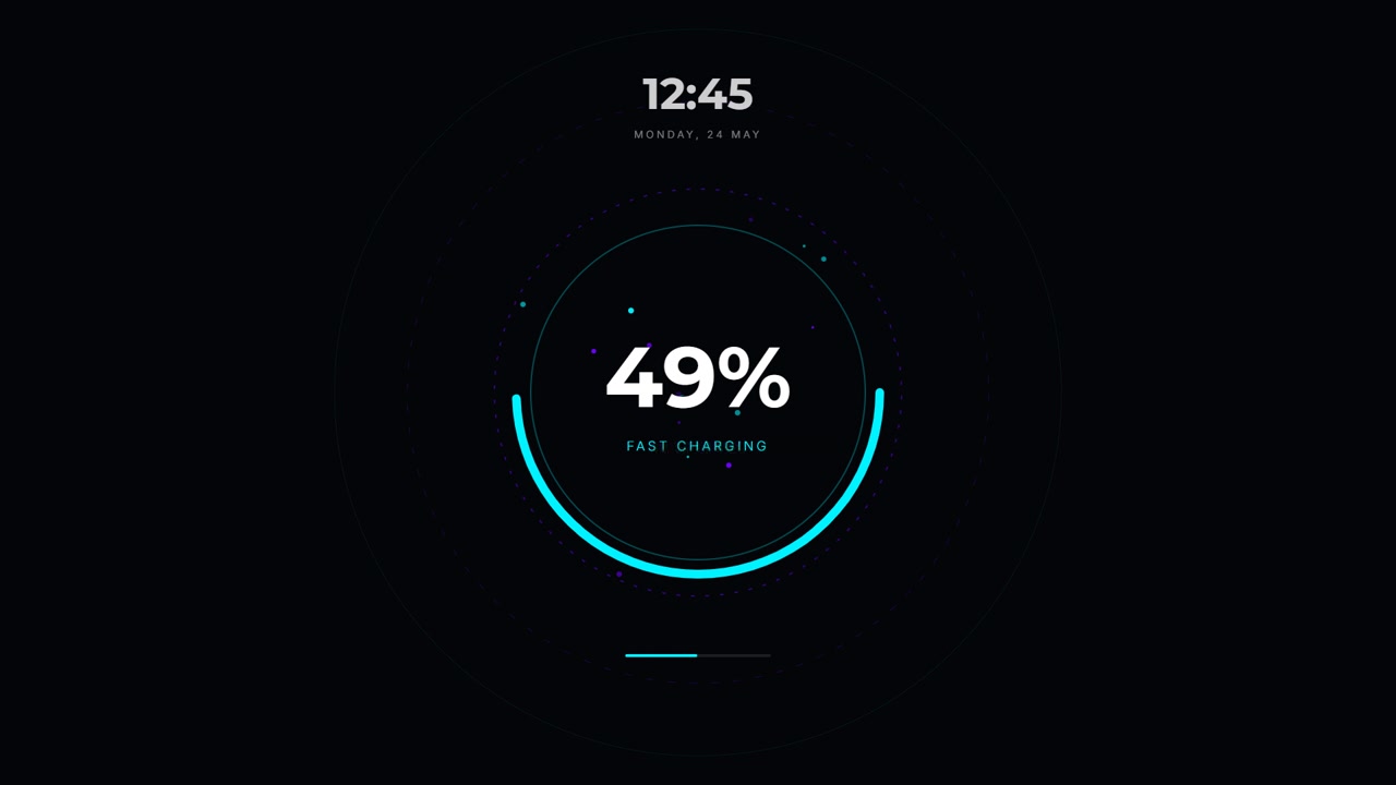Digital Battery Charging Percentage Indicator on Dark Background