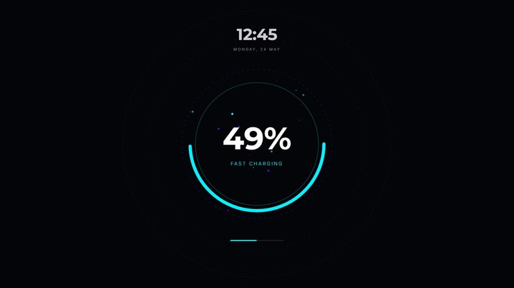 Digital Battery Charging Percentage Indicator on Dark Background