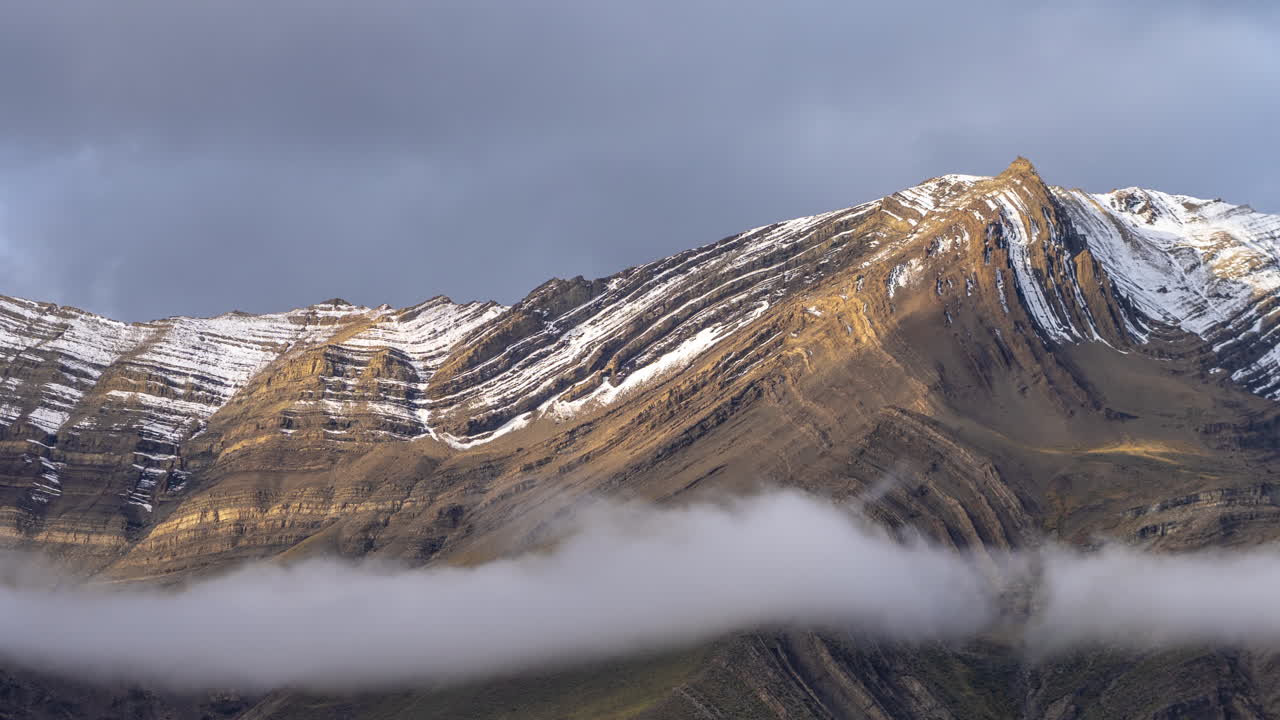 Mount Fitz Roy, Patagonian Ice Field, Timelapse of Dramatic Sky Over Mountain Summit