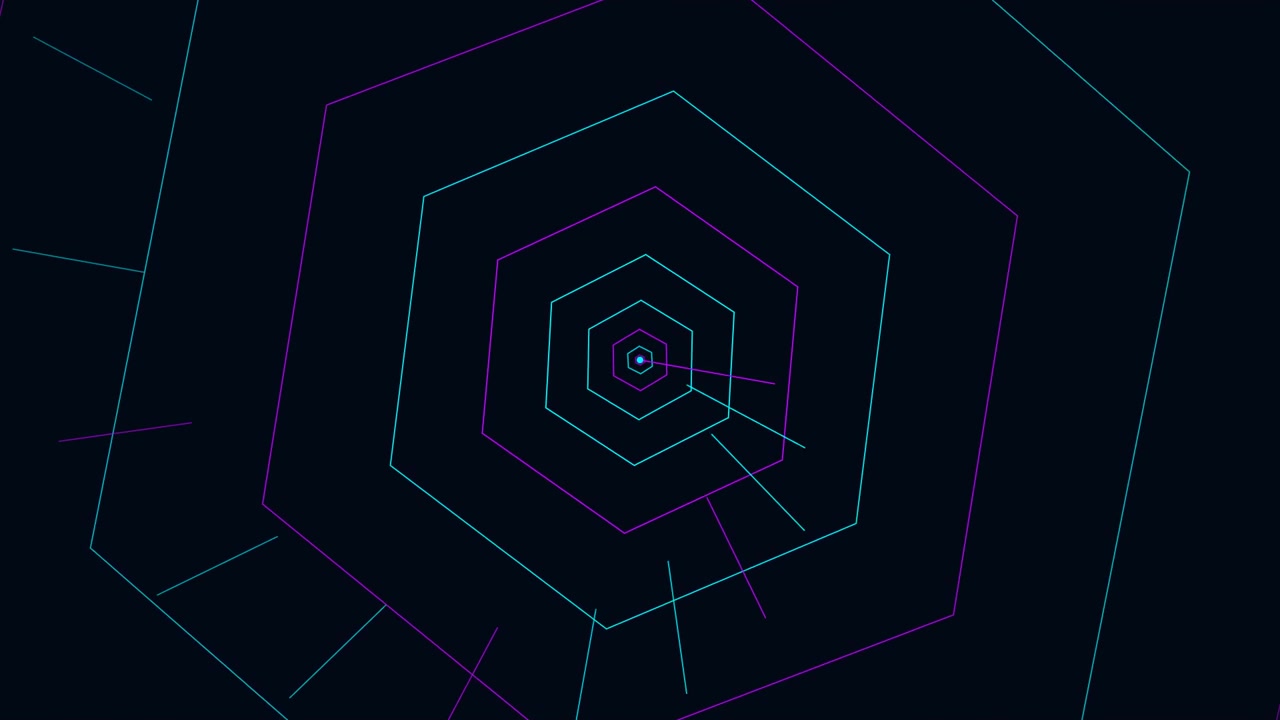 Abstract Geometric Hexagon Tunnel Animation with Pulsing Lines