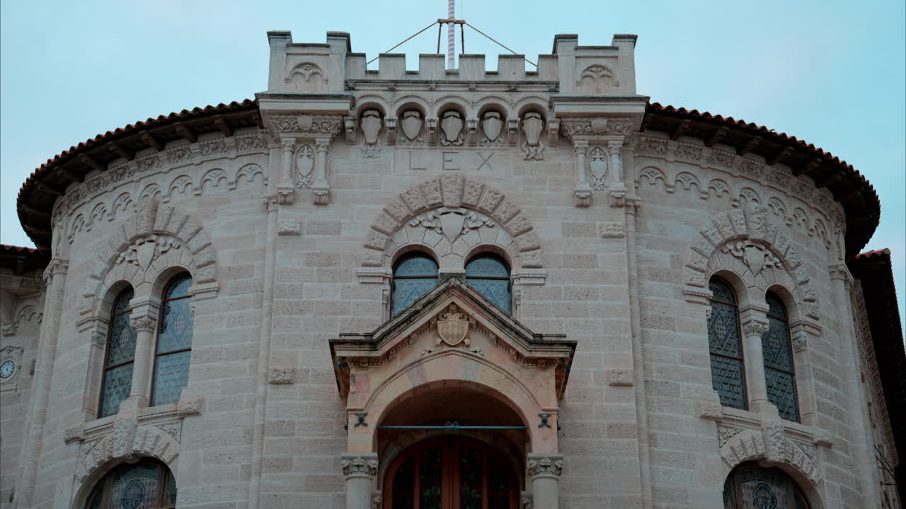 Monaco City, Monaco - September 4, 2024: The facade of the Palace of Justice in the Old Town in the evening