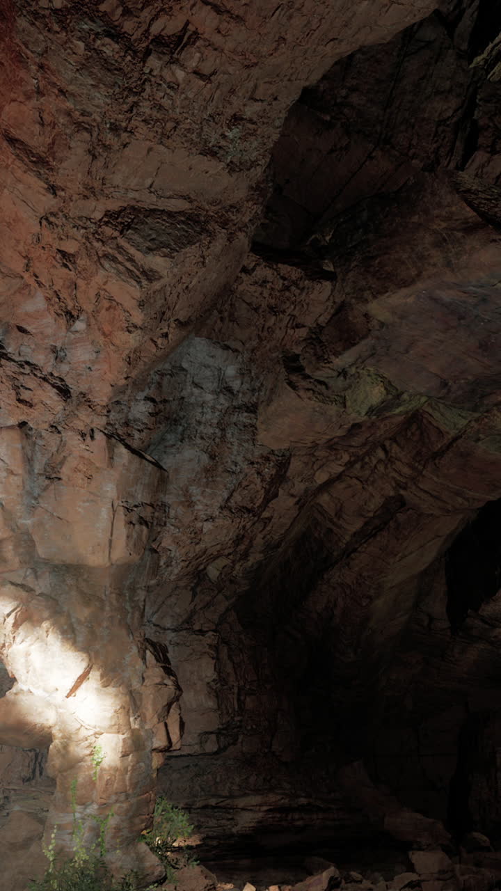 una cueva con la luz del sol fluyendo dentro