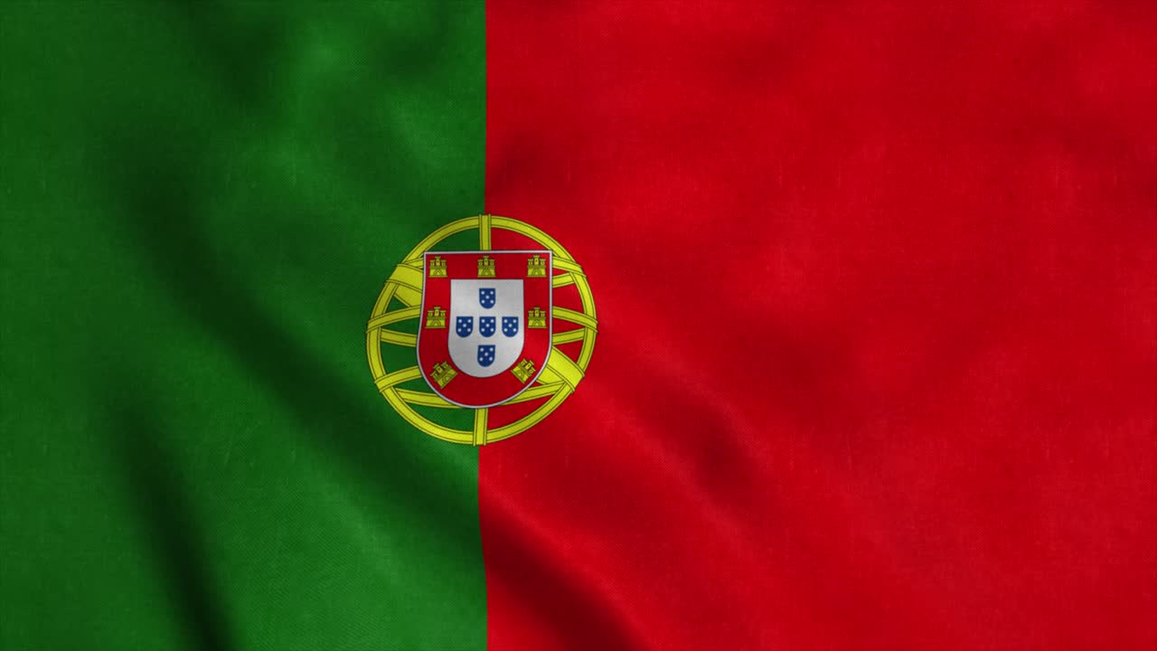 ポルトガルの国旗 - ポルトガル国旗の4kシームレスループアニメーション非常に詳細なリアルな3dレンダリング