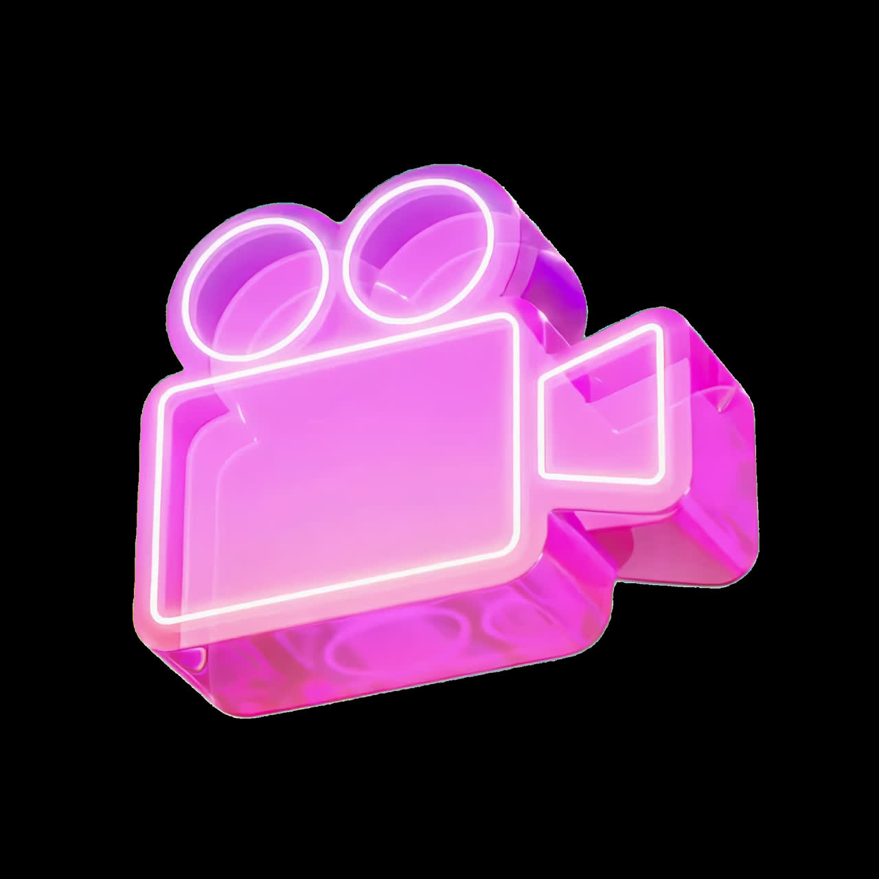 Neonpink animeret ikon for filmkamera, isoleret aktiv, transparent 4K-video, alfakanal, ProRes