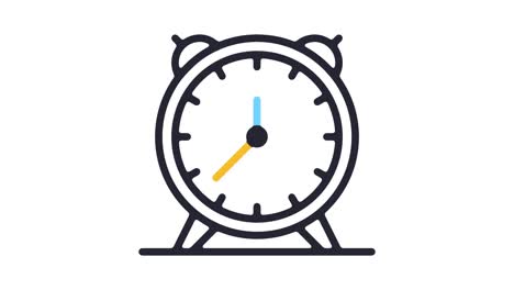 animación del icono de la línea del reloj de alarma con alfa