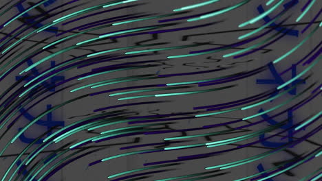 animazione di forme e tracce luminose su sfondo bianco.