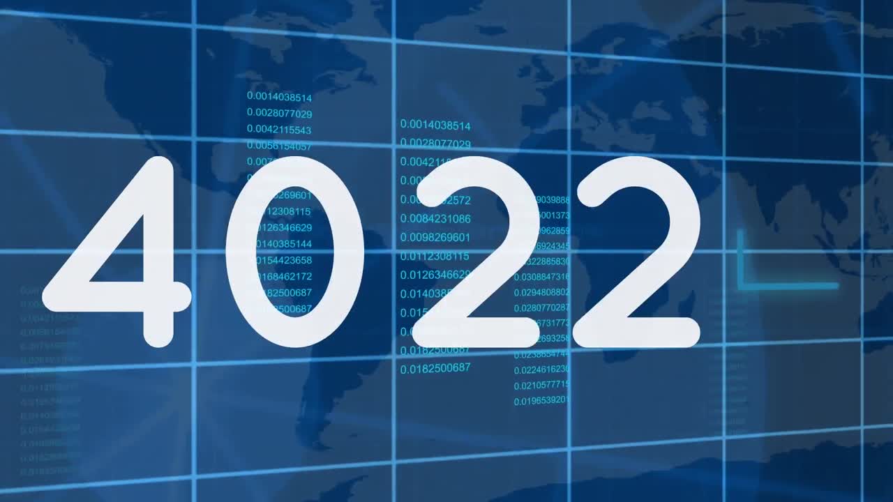 통계와 연결된 네트워크를 통해 변하는 숫자의 애니메이션