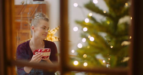 Woman-Drinking-Coffee-At-Home-Seen-Through-Window-2