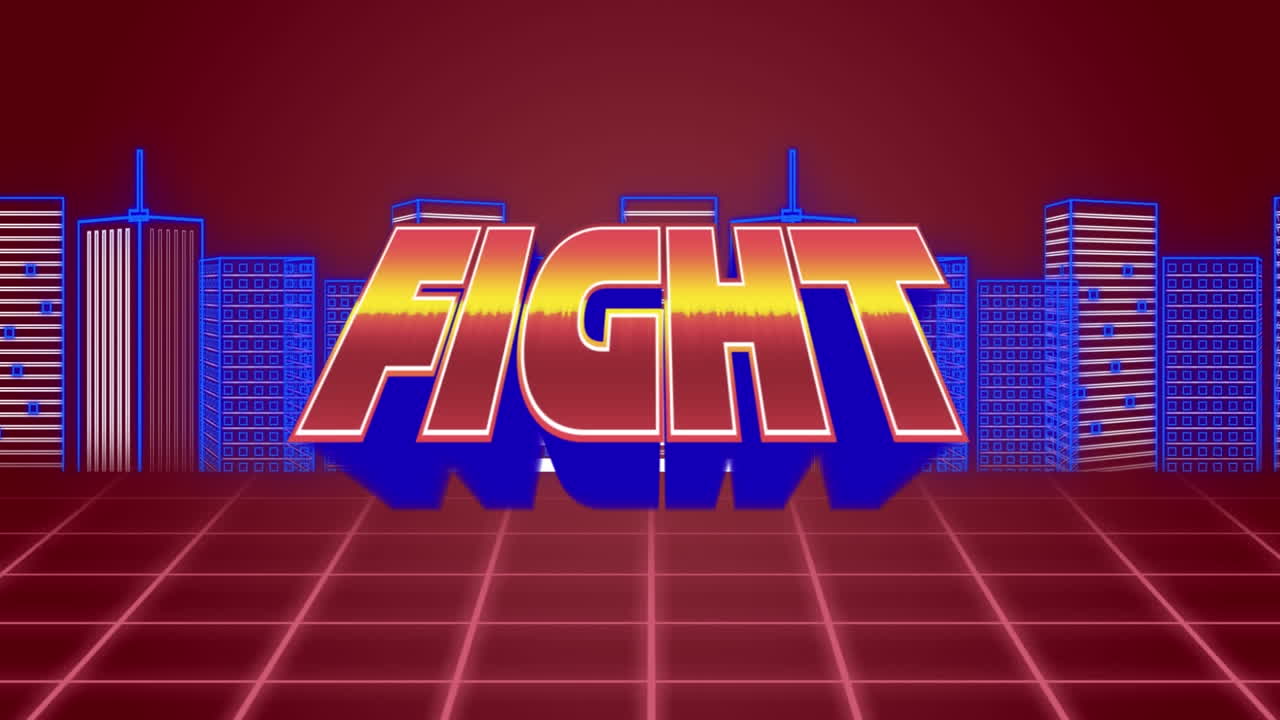 빨간색 공간에서 콘투르 도시를 시작하는 애니메이션