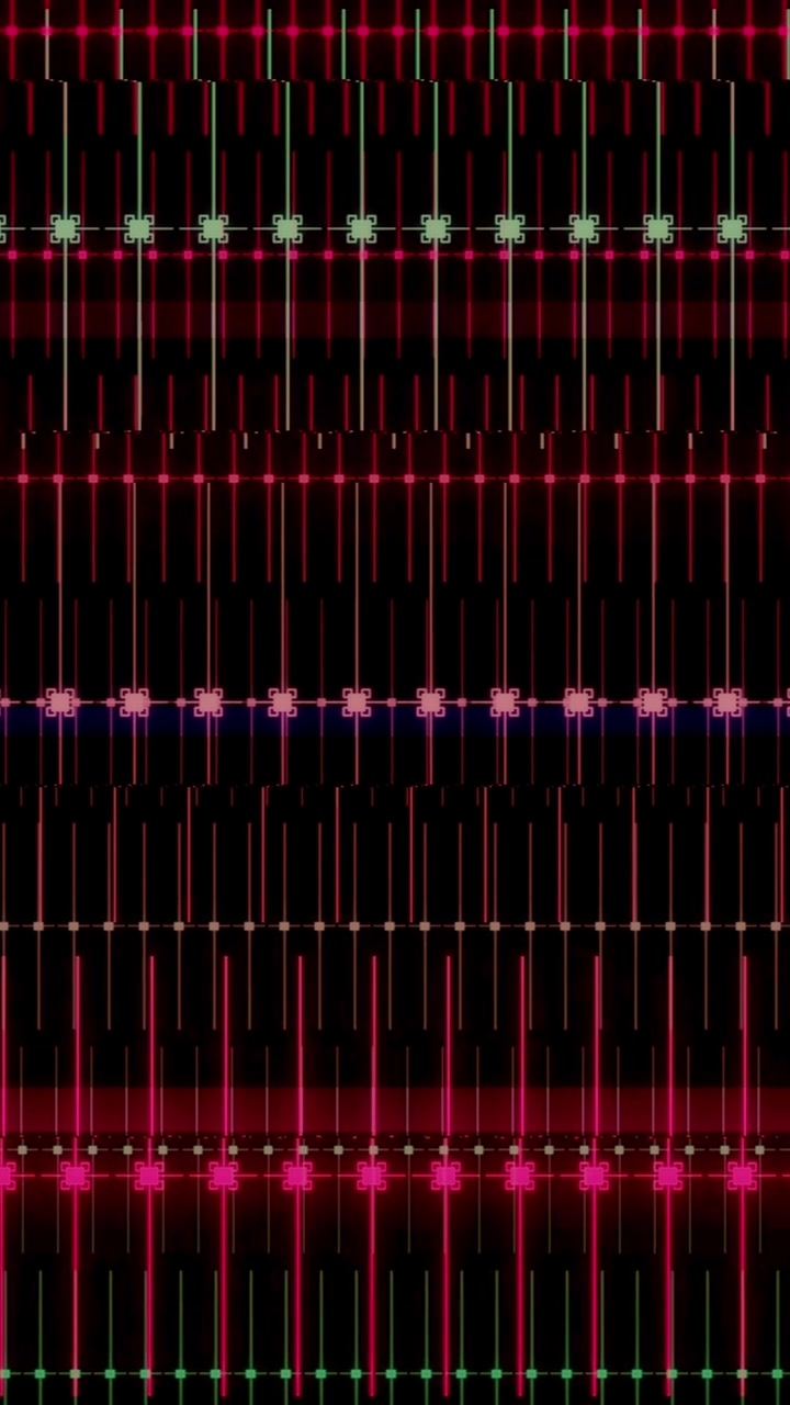 Dense red and magenta sound grid matrix with vertical bars and cross equalizer nodes pulsating, vertical video background